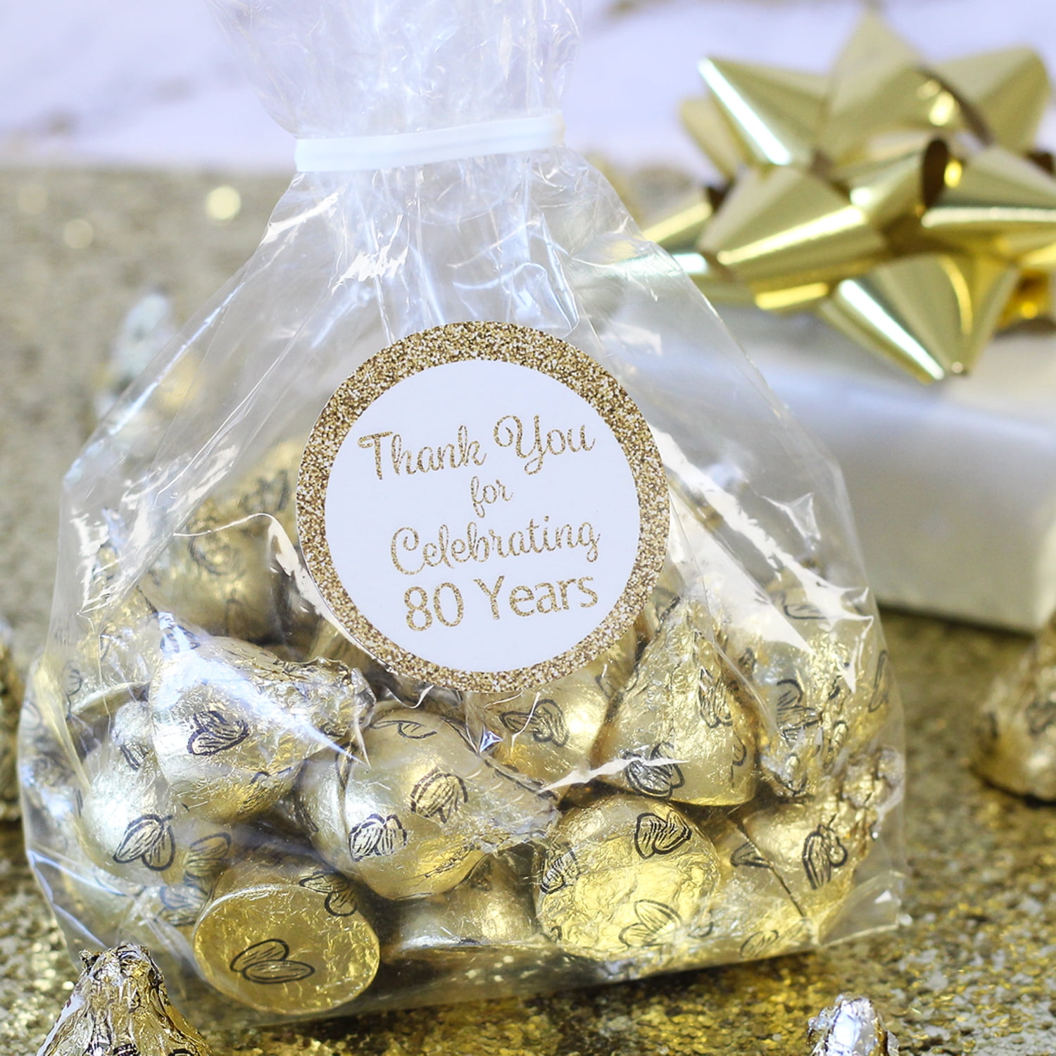 Distinctivs White and Gold 80th Birthday Thank You Stickers, 40 Party Favor Labels - Walmart.com